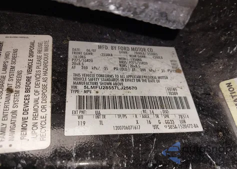 2007 Lincoln Navigator Ultimate из США, поврежденный, VIN 5LMFU28557LJ25670